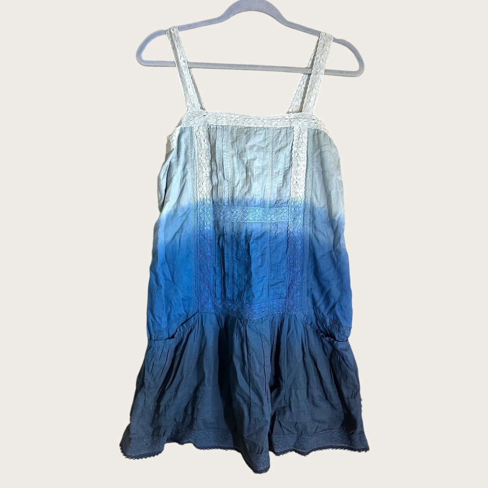NWOT Billabong Ombre Blue Lace Trim Sundress XS/S Beach Vacation Summer Resort‎